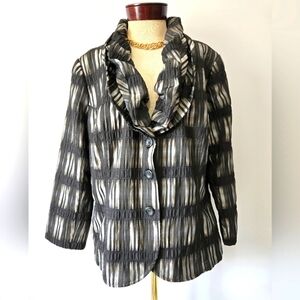 CARBONE Crinkle Ruffle Collar Lightweight Jacket. Size 48/ 16US